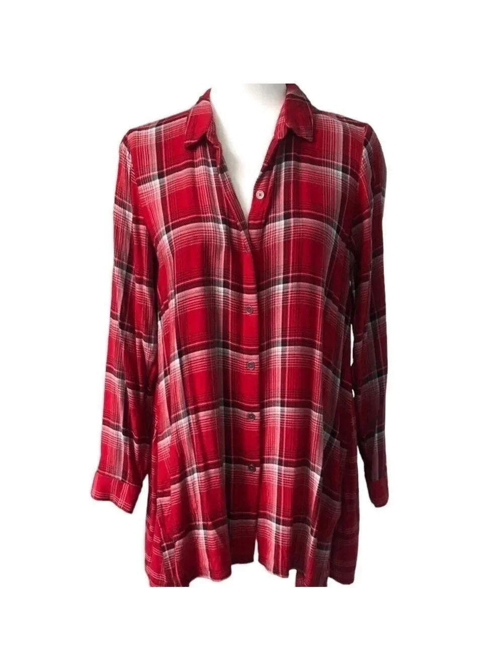 J. Jill Mixed Plaid Double Cloth Tunic Top Small Petite